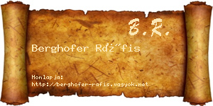 Berghofer Ráfis névjegykártya